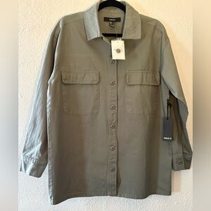 Forever 21 Size Small Olive Green Long Sleeve Button Down Shirt NWT